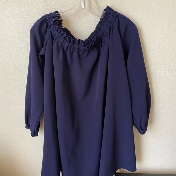 Ixiah Women's Navy Off the Shoulder Dress Mini Size US 4 Maternity Flowy Dress - Picture 4 of 8